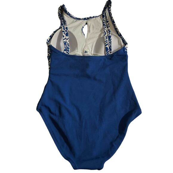 Tommy Bahama Island Cays Hibiscus High Neck One Piece Swimsuit 8 Women’s Blue - Picture 3 of 7